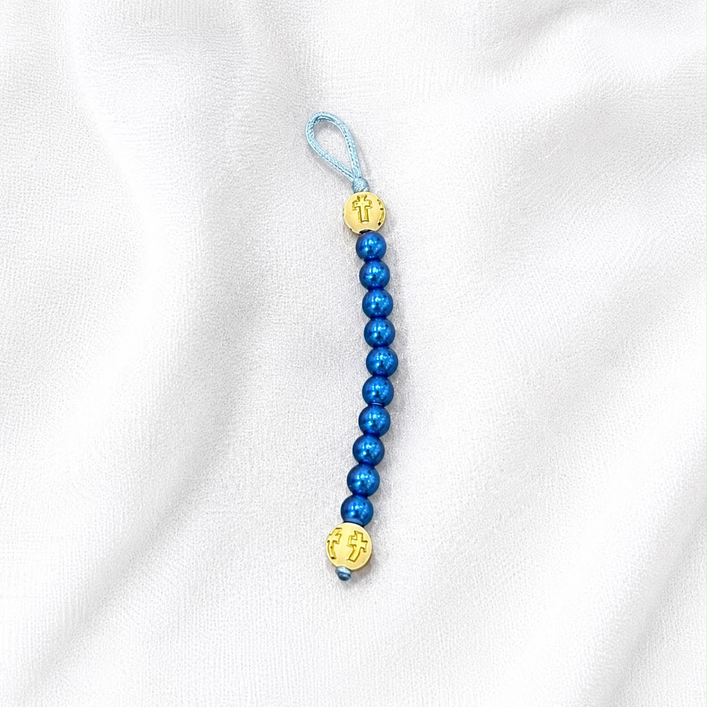 Chaveiro Dezena Azul Royal com cruz
